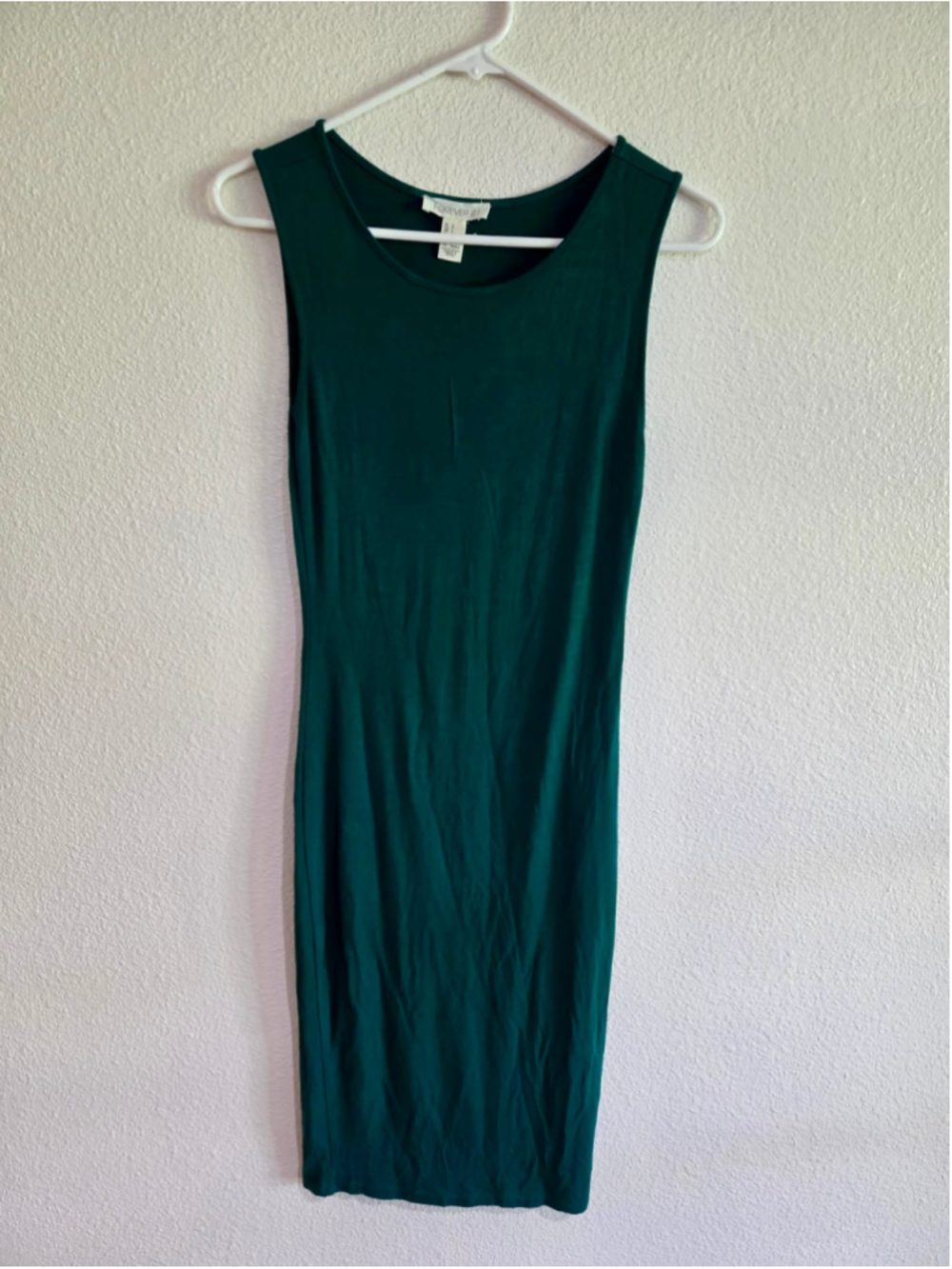 Forever 21 Sleeveless Form Fitting Tank Midi Bodycon Dress Forest Green Small W-